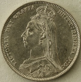 SHILLINGS 1889  VICTORIA LARGE HEAD BU