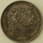 SIXPENCES 1819  GEORGE III LARGE 1 IN DATE. VF