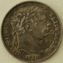 SIXPENCES 1819  GEORGE III LARGE 1 IN DATE. VF