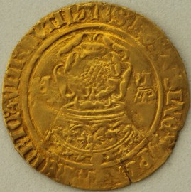 HAMMERED GOLD 1526 -1533 HENRY VIII CROWN OFTHE DOUBLE ROSE KATHERINE OF ARAGON HK ON OBVERSE ONLY MM LIS VERY TINY CRACK  VF