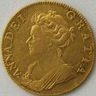 GUINEAS 1707  ANNE ANNE POST-UNION REVERSE WITH PRE-UNION BUST (PLAIN FILLET) EXTREMELY RARE VARIETY. S3570 GVF