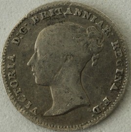 THREEPENCES SILVER 1854  VICTORIA SCARCE F