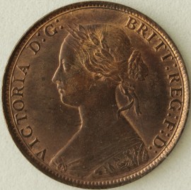 HALFPENCE 1874 H VICTORIA SCARCE UNC LUS