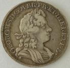 HALF CROWNS 1720  GEORGE I ROSES AND PLUMES 20 OVER 17. SCRATCHES ON OBVERSE NVF