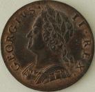 HALFPENCE 1747  GEORGE II SCARCE GRADE UNC LUS