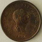 HALFPENCE 1806  GEORGE III NO BERRIES. UNC. T