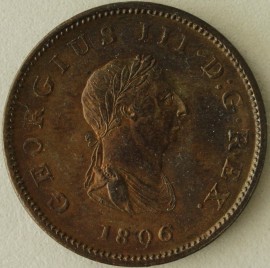 HALFPENCE 1806  GEORGE III NO BERRIES. UNC. T
