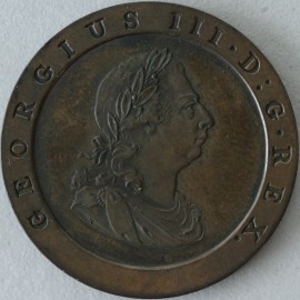 HALFPENCE 1797  GEORGE III PATTERN IN COPPER BY KUCHLER. BMC 1157. RARE. FDC