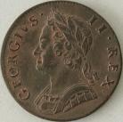 HALFPENCE 1746  GEORGE II SCARCE GRADE UNC LUS.