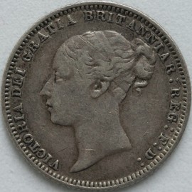 SIXPENCES 1874  VICTORIA DIE NUMBER 38  NVF