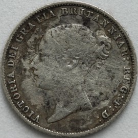 SIXPENCES 1860  VICTORIA SCARCE - PATCHY TONING F/NF