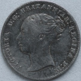 THREEPENCES SILVER 1859  VICTORIA TYPE A1 GF