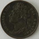 FARTHINGS 1825  GEORGE IV LEAF RIBS RAISED SCARCE GF