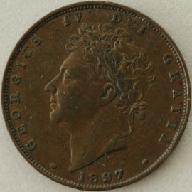 FARTHINGS 1827  GEORGE IV SCARCE VF