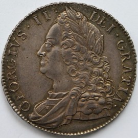 CROWNS 1751  GEORGE II OLD HEAD V QUATRO VERY SCARCE GRADE NUNC