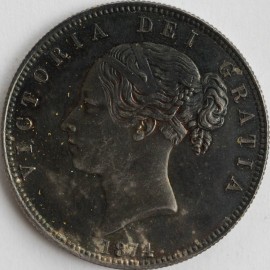 HALF CROWNS 1874  VICTORIA DARK TONE UNC