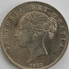 HALF CROWNS 1877  VICTORIA SCARCE FINE SCUFFS ON NECK  UNC LUS 