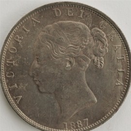 HALF CROWNS 1887  VICTORIA YOUNG HEAD VERY SCARCE UNC T