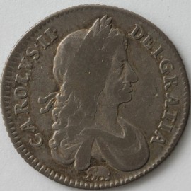 SHILLINGS 1666  CHARLES II 1ST BUST VARIETY ELEPHANT BELOW EXTREMELY RARE  GF