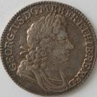 SHILLINGS 1721  GEORGE I ROSES AND PLUMES 1 OVER 0 IN DATE HAY MARKING GVF 