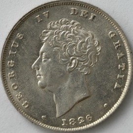 SHILLINGS 1826  GEORGE IV 2ND HEAD 3RD REVERSE. 6 OVER 2. EXTREMELY RARE. ESC1257A  BU