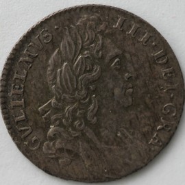 SIXPENCES 1696  WILLIAM III 1ST BUST EARLY HARP GEF