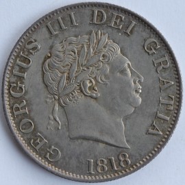 HALF CROWNS 1818  GEORGE III PROOF LIKE FIELDS ON OBVERSE GEF