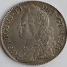 HALF CROWNS 1750  GEORGE II V QUATRO RARE TINY DIE FLAW BY EYE NEF