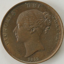 PENNIES 1855  VICTORIA PLAIN TRIDENT NUNC T