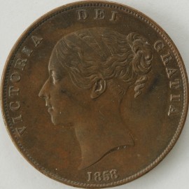 PENNIES 1858  VICTORIA 8 OVER 3 P1515 GEF