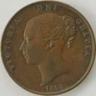 PENNIES 1858  VICTORIA NO WW I OVER SMALL I GEF