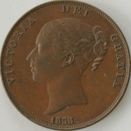 PENNIES 1858  VICTORIA NO WW GEF