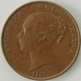 PENNIES 1859  VICTORIA LARGE DATE  UNC T