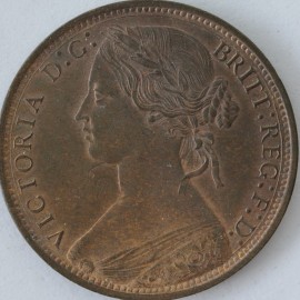 PENNIES 1874 H VICTORIA F66 WIDE DATE UNC.T.