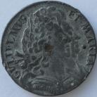 HALFPENCE 1691  WILLIAM & MARY TIN ISSUE VERY RARE EXCELLENT PORTRAITS FOR THIS ISSUE DATE ON EDGE NEF