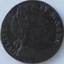 HALFPENCE 1694  WILLIAM & MARY  VF