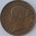 HALFPENCE 1853  VICTORIA 3 OVER 2 VERY SCARCE UNC T