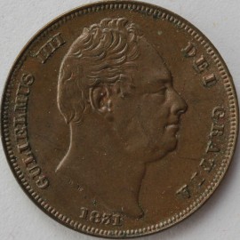 FARTHINGS 1831  WILLIAM IV INCUSE LINE IN SALTIRE GEF