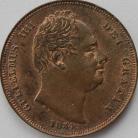 FARTHINGS 1834  WILLIAM IV RAISED LINE ON SALTIRE UNC LUS