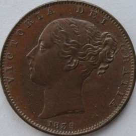 FARTHINGS 1839  VICTORIA WW RAISED GEF